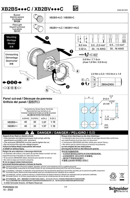 schneider施耐德XB2BS●●●C _ XB2BV●●●C_ 说明书
